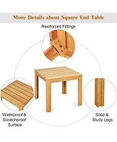 Sugift Wooden Square Patio Coffee Bistro Table