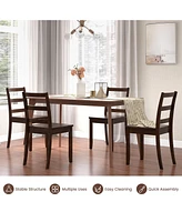 Sugift Set of 2 Wood Dining Chairs with Solid Rubber Wood Legs-Brown