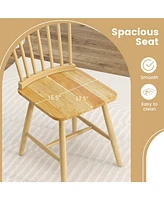 Sugift Set of 2 Windsor Dining Chairs with High Spindle Back-Natural