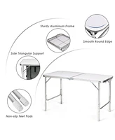 Sugift Height Adjustable Folding Camping Table-Gray