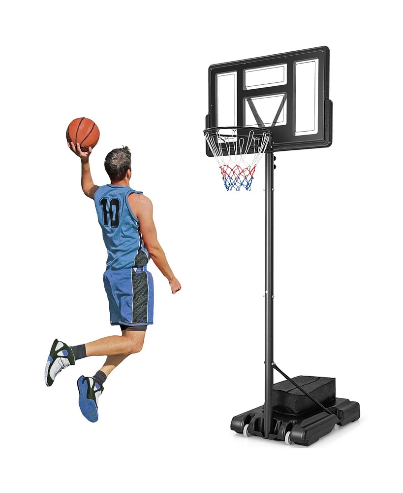 Sugift 4.25-10 Feet Adjustable Basketball Hoop System with 44 Inch Backboard-b