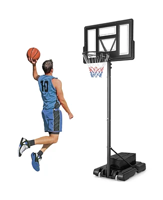 Sugift 4.25-10 Feet Adjustable Basketball Hoop System with 44 Inch Backboard-b