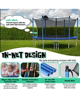 Sugift Outdoor Recreational Trampoline with Ladder and Enclosure Net-14 ft