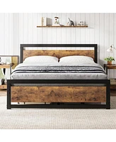 gaomon Bed Frame With Headboard, Industrial Platform Bedframe No Box Spring Needed