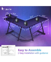 Mr Ironstone L-Shaped Desk 50.8" Computer Corner Desk, Home Gaming Desk, Office Writing Workstation with Large Monitor Stand, Space-Saving, Easy to As