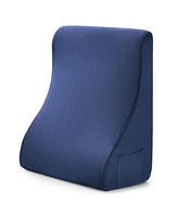 Sugift Bed Wedge Pillow with Tablet Pillow Stand and Side Pockets-Navy