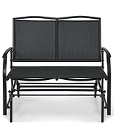 Sugift Iron Patio Rocking Chair for Outdoor Backyard and Lawn-Black