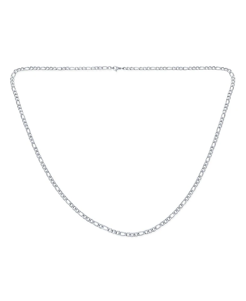 Bling Jewelry Slender Solid Figaro Chain Necklace Link Stainless Steel 4.5MM