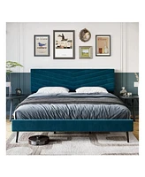 gaomon Full/Queen/King Upholstered Bed Frame, Velvet Frame Queen With Adjustable Headboard, Platform And Noise