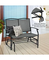 Sugift Iron Patio Rocking Chair for Outdoor Backyard and Lawn-Gray