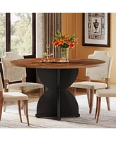 Tribesigns Round Dining Table for 4-6 People, 47-Inch Farmhouse Kitchen Table Circle Dinner Table with Pedestal Base, Wood Dinning Room Table for Kitc