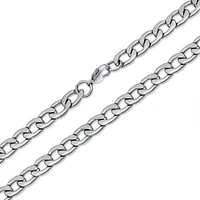 Bling Jewelry Heavy Duty Biker Jewelry Solid Curb Link Chain Necklace Silver Tone Stainless Steel 8MM