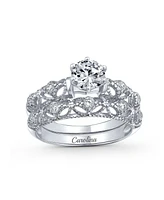 Bling Jewelry 1 Ct Round Cubic Zirconia Solitaire Cz promise ring Band Set .925 Sterling Silver