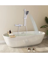 Mondawe White 2-Functiom Tub and Shower Faucet with Rough-in Value and 4.93GPM Waterfall Spout