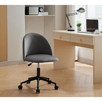 Velvet fabric office chair Desk Chair, Mid-Back Adjustable Swivel Computer Chair with Black Legs, Modern Upholstered Desk Chair with Wheels