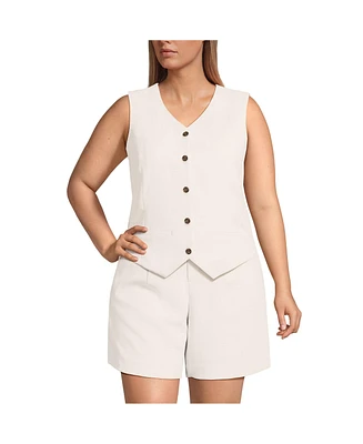 Lands' End Plus Crepe Button Front Vest