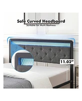 gaomon Bed Frame With 2 Storage Drawers, Bed Frame With Led Lights Headboard, Upholstered Platform Bed No Box Spring Needed, Easy Assembly