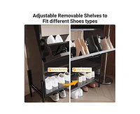 gaomon Shoe Storage Cabinet with 2 Flip Drawers, Shoe Cabinet with Open Storage for Entryway, Hallway, Bedroom, Shoe Organizer Cabinet with Adjustable