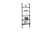 Slickblue Industrial Wall-Mounted Bookcase 5-Tier Open Ladder Shelf with Metal Frame for Stylish Storage