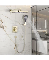 Mondawe Brushed Gold 12Inch 2-Functiom Shower Faucet System Set with Rough-in Value