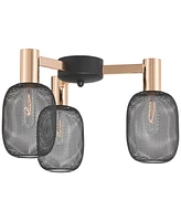 Possini Euro Design Coburn 16 3/4" Modern Industrial Semi Flush-Mount Ceiling Light Fixture Kitchen Foyer Hallway 3-Light Black Rose Gold Finish Mesh