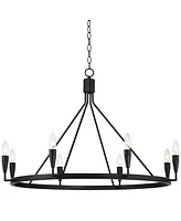 Possini Euro Design Covey Semi Gloss Black Ring Chandelier Lighting 35 3/4" Wide Modern Tapering Candles 8-Light Fixture for Dining Room House Foyer K