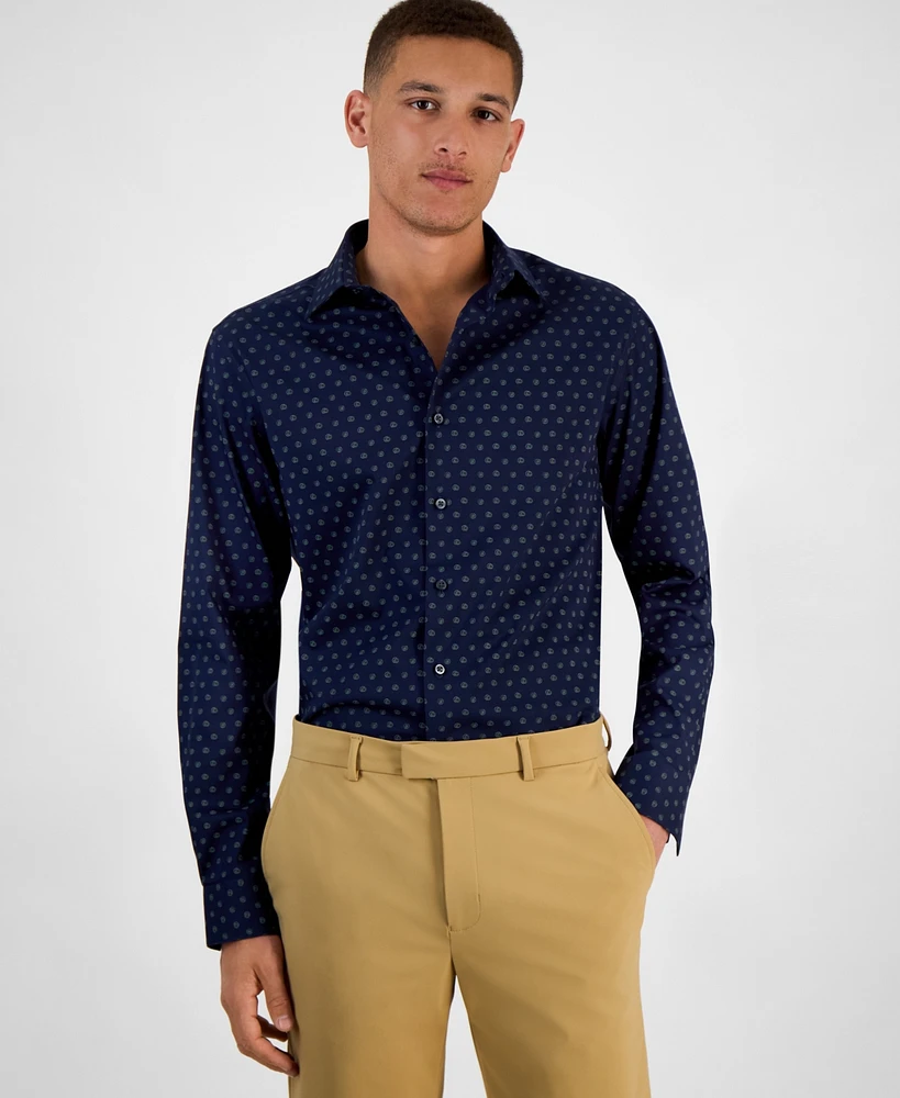 Alfani Men's Slim Fit Long Sleeve Button-Front Geo Print Dress Shirt, Exclusively at Macy's