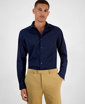 Alfani Men's Slim Fit Long Sleeve Button-Front Geo Print Dress Shirt, Exclusively at Macy's