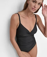 Dkny Women's Crossover Ruched One-Piece Swimsuit