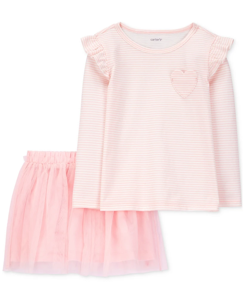 Carter's Baby Girls Striped Ruffled Shirt & Tutu Skirt Set