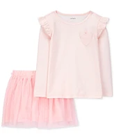 Carter's Toddler Girls Striped Ruffled Shirt & Tutu Skirt Set