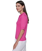 Karl Lagerfeld Paris Women's Short-Sleeve Polo Sweater