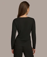 Donna Karan New York Women's Long Sleeve Hardware-Waist Top