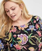 Jm Collection Plus Mirella Garden Jacquard Swing Top, Exclusively at Macy's