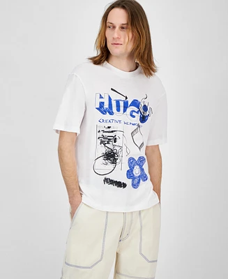 Hugo Boss Men's Creative Department Relaxed Fit Short Sleeve Crewneck Logo Graphic T-Shirt