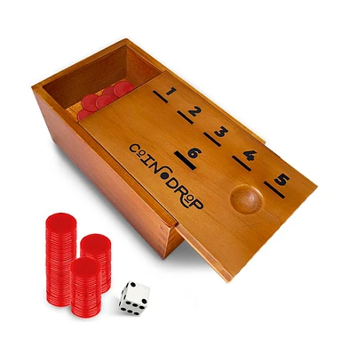 Swooc Coin Drop | Simple + Strategic Dice Games For Families with Coins Included For 2-6 Players | Works With Pennies Too