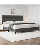 gaomon Platform Bed Frame, Linen Upholstered Bed Frame, Wooden Slats Support, No Box Spring Needed