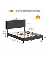 gaomon Platform Bed Frame, Linen Upholstered Bed Frame, Wooden Slats Support, No Box Spring Needed