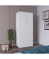 Melfa 71" H Armoire, with 2 doors, 3 drawers and 1 hanging rod, Black