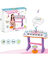 Sugift 37-Key Kids Electronic Piano Keyboard with Multiple Sounds and Lights Microphone