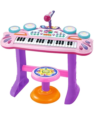 Sugift 37-Key Kids Electronic Piano Keyboard with Multiple Sounds and Lights Microphone