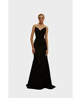 Milla Women's Black Elegant Strapless Trumpet Evening Gown