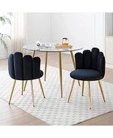 Streamdale Furniture Modern Velvet Dining Chairs Set of 2, Upholstered Woven Dining Chair with Golden Metal Legs, Upholstered Dining Chairs for Dining