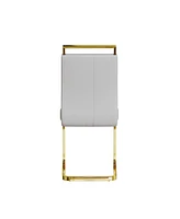 Modern Dining Chairs, Pu Faux Leather High Back Upholstered Side Chair with C-shaped Tube. Plating Golden Metal Legs for Dining Room Kitchen Vanity Pa