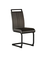Modern Dining Chairs, Pu Faux Leather High Back Upholstered Side Chair with C-shaped Tube. Black Metal Legs for Dining Room Kitchen Vanity Patio Club