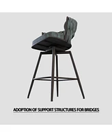 Bar Chair Suede Woven Bar Stool Set of 4,Black legs Barstools No Adjustable Kitchen Island Chairs,360 Swivel Bar Stools Upholstered Bar Chair Counter