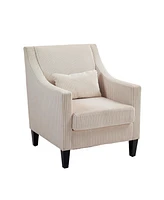 Modern Accent Chair, Upholstered Armchair with Scooped Arms for Bedroom, Apartment, Studio, Office, Waiting Room(Beige Corduroy)