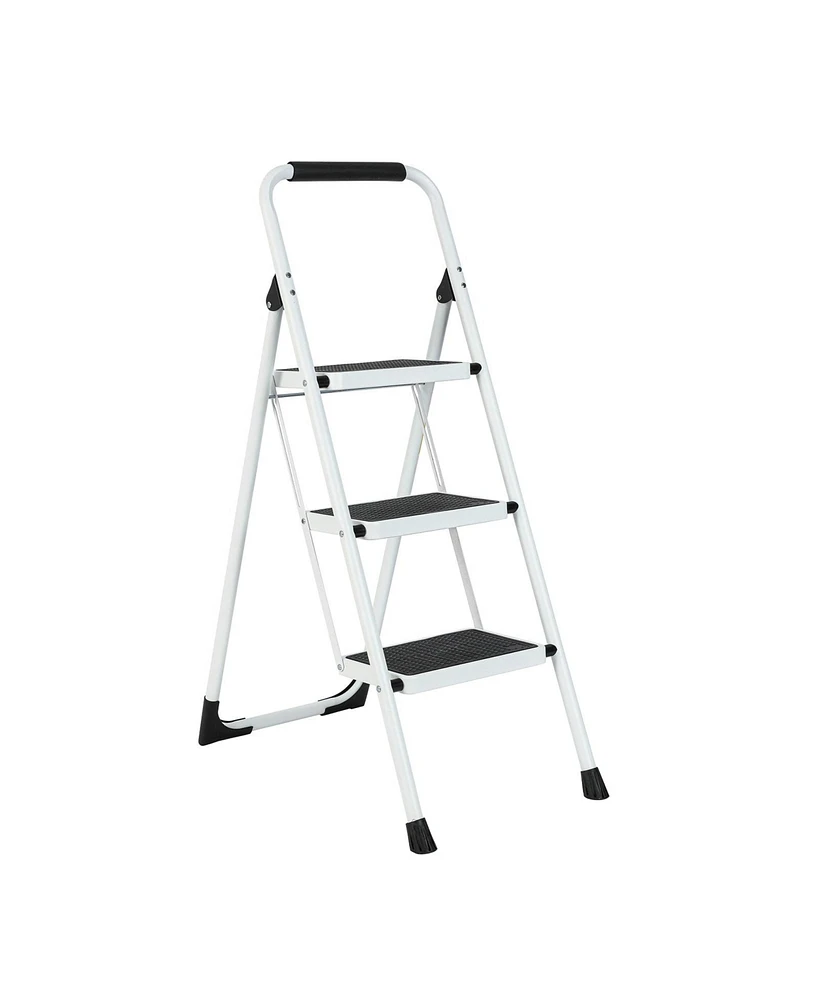 Flynama 3 Step Ladder Portable Folding Ladder Stool for Adults with Wide Anti-Slip Pedal