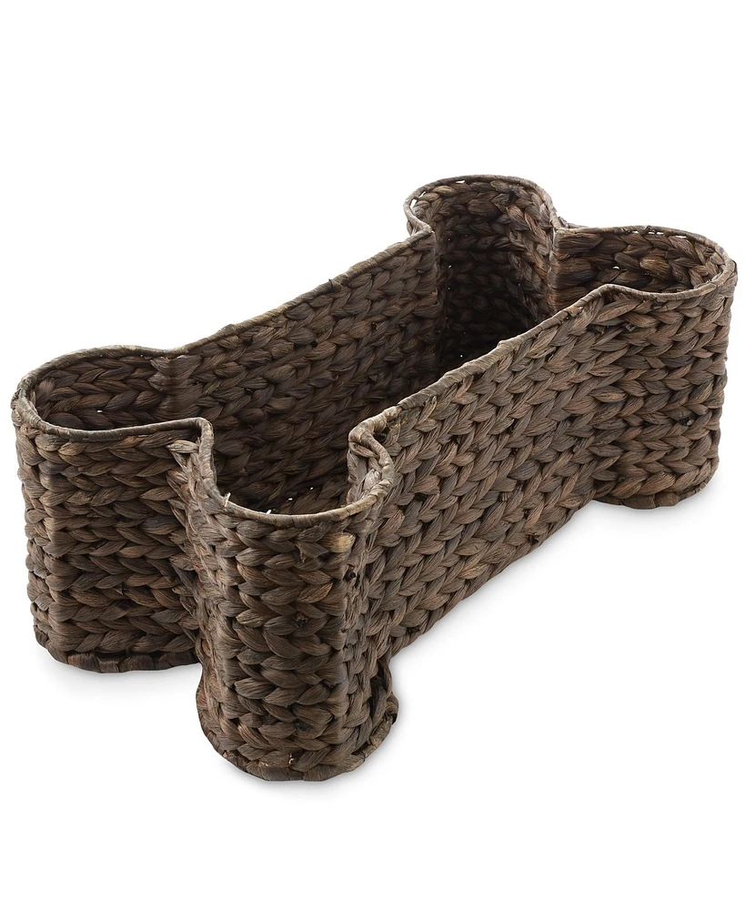 Casafield Dog Bone Shaped Storage Basket - Natural, Large Water Hyacinth Pet Toy Bin Organizer