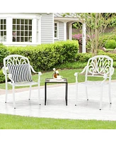 Costway 2 Pcs Patio Cast Aluminum Dining Chairs Armrests Outdoor Stackable